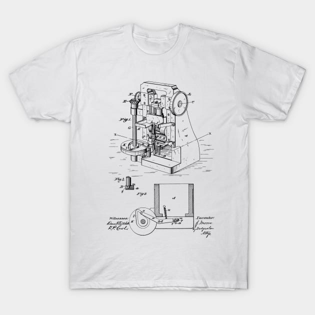 Bullet Machine Vintage Patent Hand Drawing T-Shirt by TheYoungDesigns